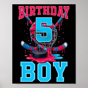 Hockey 5 jaar oude ijs druppel 5e verjaardag jonge poster