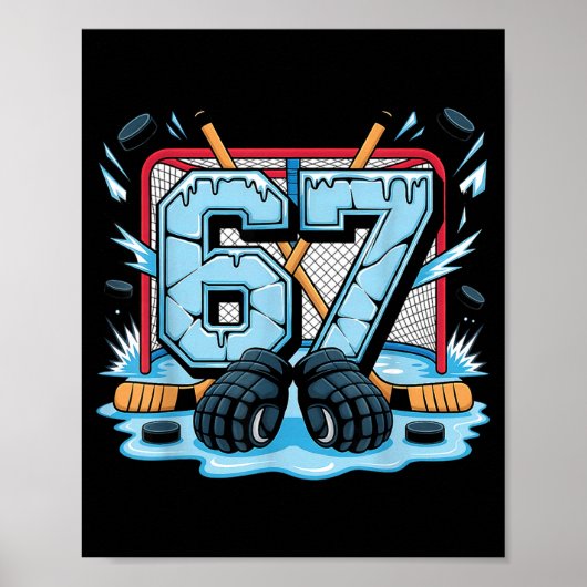 Hockey 67 Drip Ice Rink Gloves Meme Six Seven Srts Poster (Voorkant)