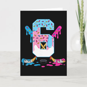 Hockey 6 jaar oud ijs druppel 6de verjaardag kind kaart