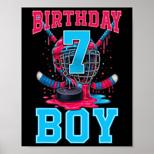 Hockey 7 jaar oude ijs druppel 7e verjaardag jonge poster