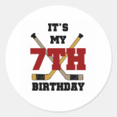 Hockey 7th Birthday Ronde Sticker (Voorkant)