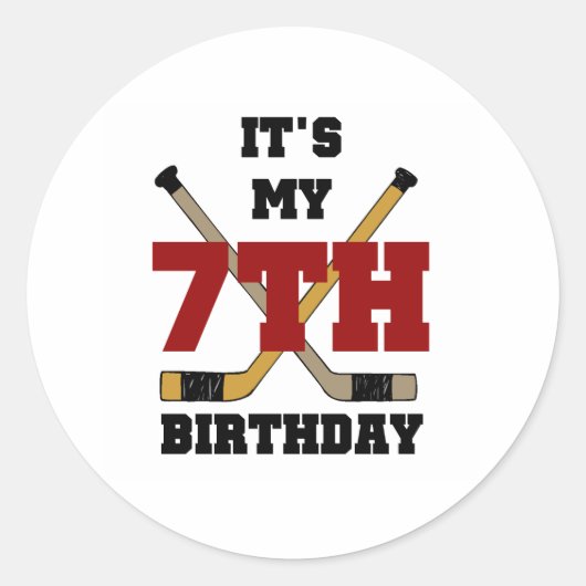 Hockey 7th Birthday Ronde Sticker (Voorkant)