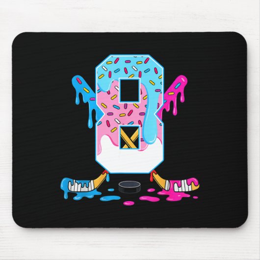 Hockey 8 Years Old Ice Cream Drip 8th Birthday Kid Muismat (Voorkant)