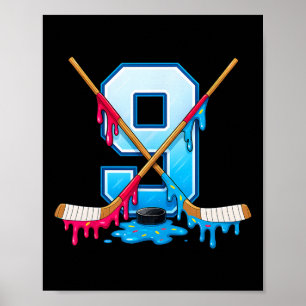 Hockey 9 Jaar Oude Ijs Drip Jeugd 9de Verjaardag Poster