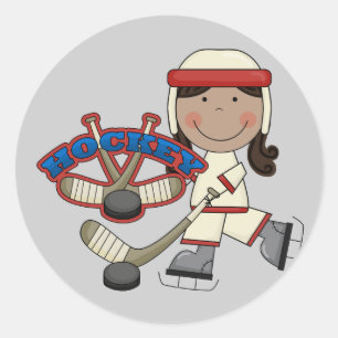 HOCKEY - Afrikaans Amerikaans Meisje Tshirts en Ge Ronde Sticker