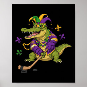 Hockey Alligator Krokodil Mardi Gras Vrouwen Manne Poster