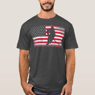 Hockey American Flag 4 juli Patriotic USA T-shirt