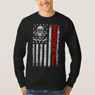 Hockey American Flag Cool Ice Hockey Player Mannen T-shirt