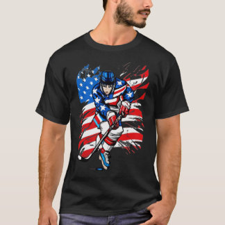 Hockey American Flag design Hockey T-shirt