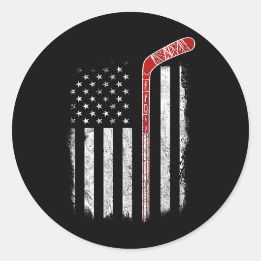 Hockey American Flag Hockey Flag Ronde Sticker (Voorkant)