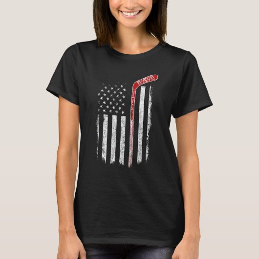 Hockey American Flag Hockey Flag T-shirt (Voorkant)