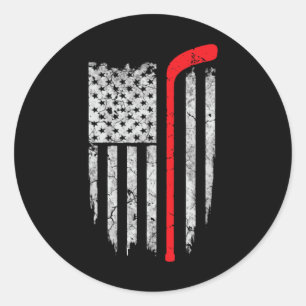 Hockey American Flag Hockey T-shirt IJshockey Spel Ronde Sticker