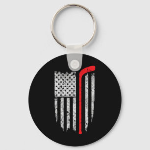 Hockey American Flag Hockey T-shirt IJshockey Spel Sleutelhanger