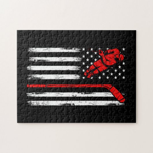 Hockey American Flag Legpuzzel (Horizontaal)