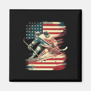 Hockey American Flag Patriotic USA Magneet