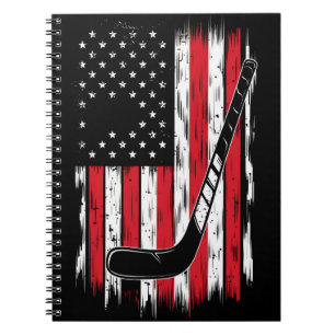 Hockey American Flag Sports Retro Vintage Notitieboek