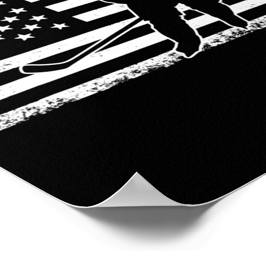 Hockey American USA Flag Ice Hockey Player Mannen  Poster (Hoek)