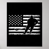 Hockey American USA Flag Ice Hockey Player Mannen  Poster (Voorkant)