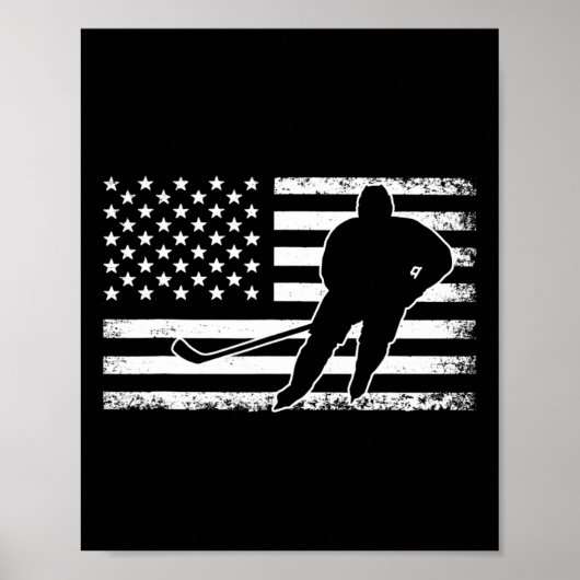 Hockey American USA Flag Ice Hockey Player Mannen  Poster (Voorkant)