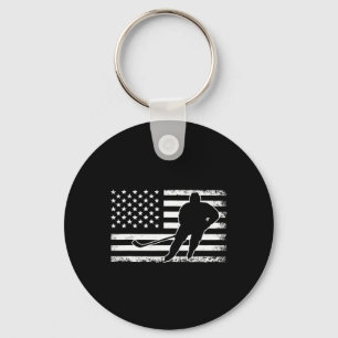 Hockey American USA Flag Ice Hockey Player Mannen Sleutelhanger