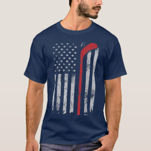 Hockey American USA Flag Patriotic Hockey Stick T-shirt