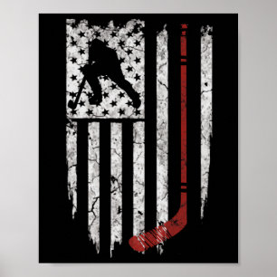 Hockey Amerikaans Vlag Hockey T-shirt Poster