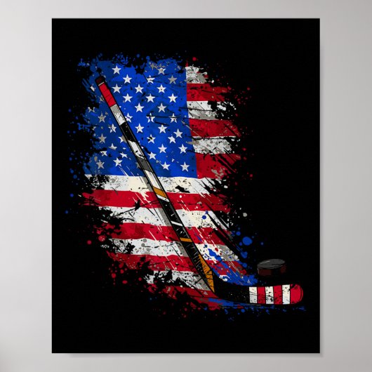 Hockey Amerikaanse Vlag 4 Juli Poster (Voorkant)