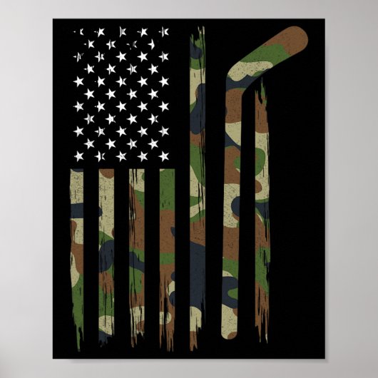 Hockey Amerikaanse vlag Camo US Patriottische Hock Poster (Voorkant)