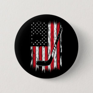 Hockey Amerikaanse Vlag Sport Retro Vintage Ronde Button 5,7 Cm