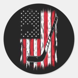Hockey Amerikaanse Vlag Sport Retro Vintage Ronde Sticker