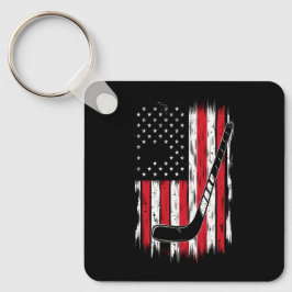 Hockey Amerikaanse Vlag Sport Retro Vintage Sleutelhanger