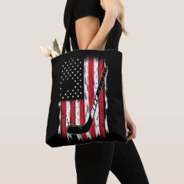 Hockey Amerikaanse Vlag Sport Retro Vintage Tote Bag