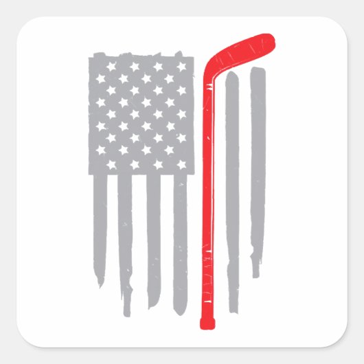 Hockey Amerikaanse vlag Vierkante Sticker (Voorkant)