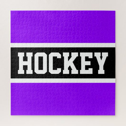 HOCKEY Athletic Heldere Paarse Zwarte Witte Strepe Legpuzzel (Verticaal)