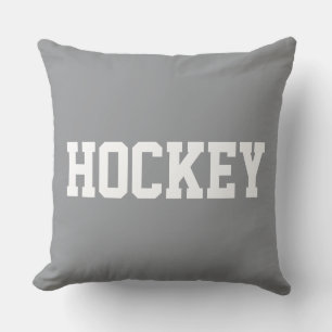 HOCKEY atletiek witte tekst op sportief lichtgrijs Kussen