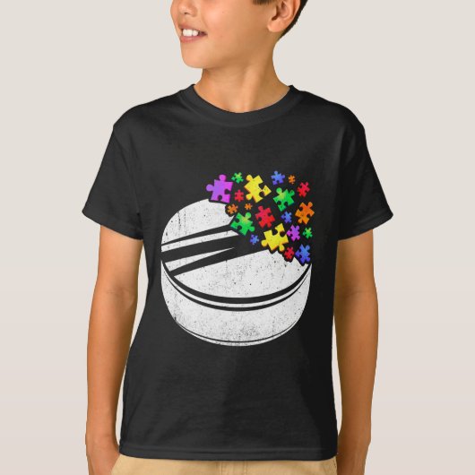 Hockey Autism Puzzle Mannen Vrouwen Kinder Autisme T-shirt (Voorkant)
