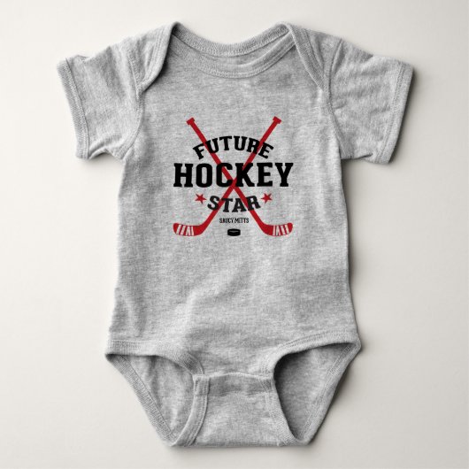 Hockey Baby Body Future Hockey Ster Rode Sticks Romper (Voorkant)