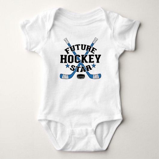 Hockey Baby Future Hockey Star Blue Hockey Sticks Romper (Voorkant)