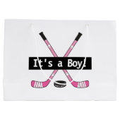 Hockey Baby Het is een Boy of Girl Pink Hockey Sti Groot Cadeauzakje (Achterkant)