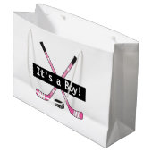 Hockey Baby Het is een Boy of Girl Pink Hockey Sti Groot Cadeauzakje (Voorkant Gekanteld)