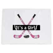Hockey Baby Het is een Girl Pink Hockey Sticks Groot Cadeauzakje (Voorkant)