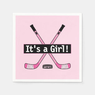 Hockey Baby Het is een Girl Pink Hockey Sticks Servet