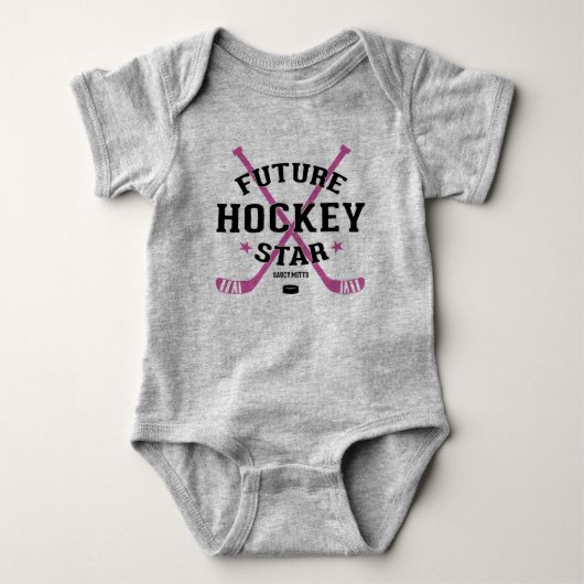 Hockey Baby Meisje Toekomstige Hockey Ster Roze St Romper (Voorkant)