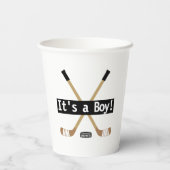 Hockey Baby shower Het is een Jongen Meisjesmuis. Papieren Bekers (Achterkant)