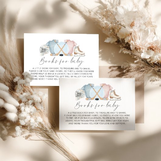 Hockey baby shower, ice hockey book request informatiekaartje
