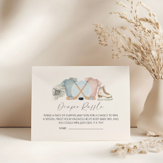 Hockey baby shower, ice hockey diaper raffle informatiekaartje