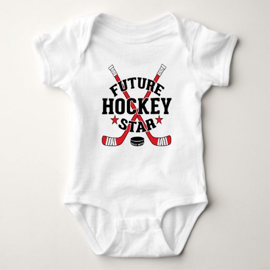 Hockey Baby Toekomstige Hockey Ster Rode Hockeysti Romper (Voorkant)
