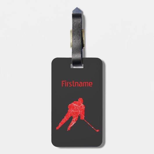 Hockey-bagagelabel - Rood en zwart Bagagelabel (Achterkant verticaal)