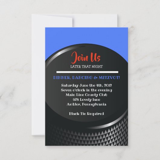 HOCKEY Bar Mitswa Receptie Kaart (Voorkant)