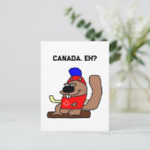 Hockey Beaver Cartoon in Red Maple Leaf Shirt Briefkaart (Staand voorkant)